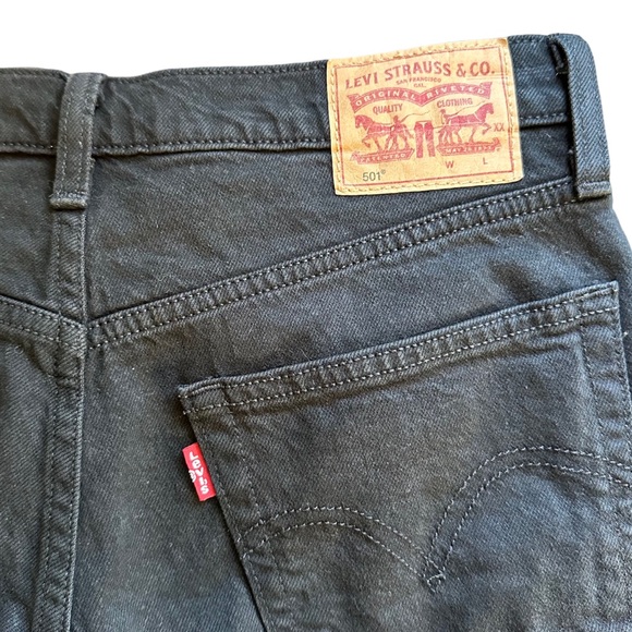 Levi’s 501 Black Denim Jeans Raw Hem Sz 27 - Picture 11 of 14
